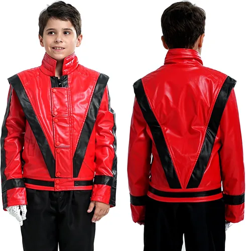 Miniatura 2 de Chaqueta de cuero rojo y negro abrigo de la PU de Cosplay