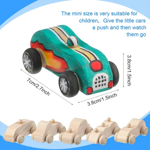 Miniatura 2 de Sumind 12 piezas de madera DIY coche juguetes de madera sin terminar coches de carreras pintables juguetes de madera DIY manualidades kit