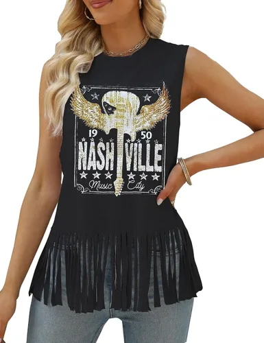 Miniatura 3 de iliheyov Nashville - Camiseta sin mangas para mujer, diseño de festival de música country, estampado gráfico, sin mangas, Nash Music