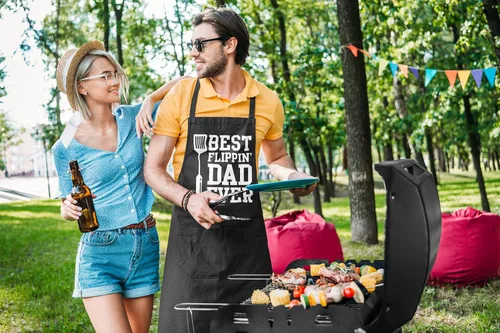Miniatura 6 de VAGAVY 100% Algodón, Delantales Negros Divertidos para Hombres, Papá, Esposo - Cumpleaños, Día del Padre, Regalos de Parrilla para Papá, Esposo.