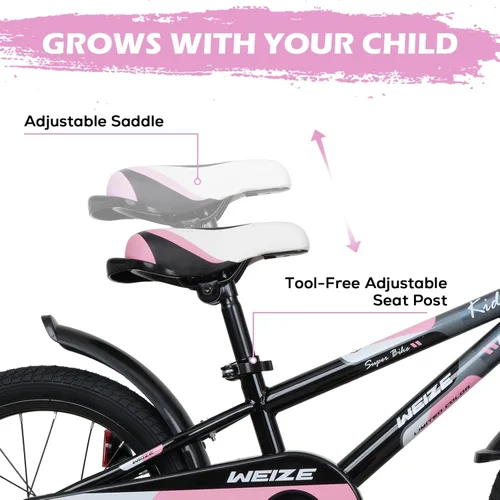 Miniatura 6 de WEIZE Kids Bike, 16 Inch Children Bicycle for Boys & Girls Ages 4-7 Years Old, Rider Height 41-53 Inch, Adjustable Seat & Handlebars, Coaster Brake