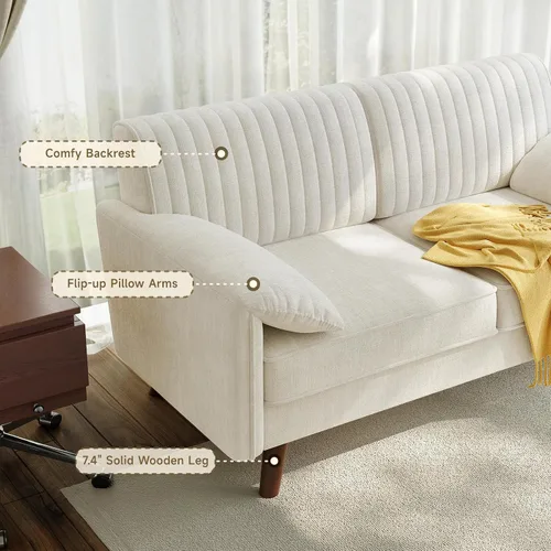 Miniatura 10 de ONBRILL Sofá Loveseat de 64.5", Sofá Loveseat de Chenilla para Sala de Estar, Asiento Profundo de 23.2" Love Seat con Brazos Acolchados, Cómodos