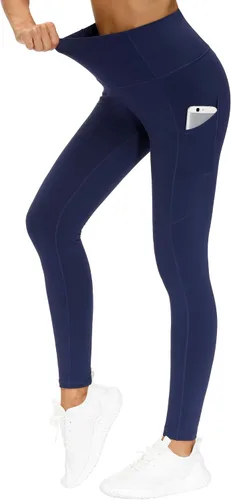 THE GYM PEOPLE Pantalones de yoga gruesos de cintura alta con bolsillos, control de abdomen, leggings de yoga para mujer