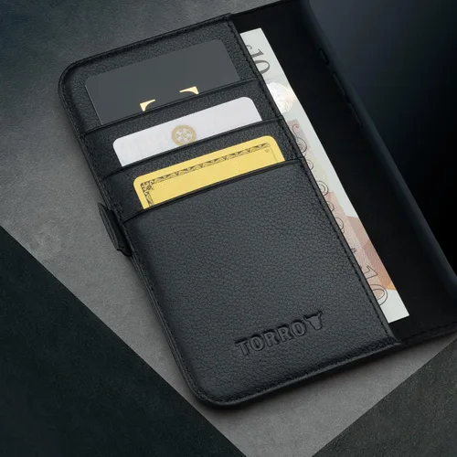 Miniatura 4 de TORRO Funda de cuero prémium compatible con iPhone 16 Pro Max de 6.9 pulgadas, funda de piel auténtica tipo cartera con función atril y ranuras
