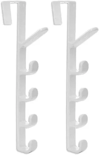 Miniatura 9 de TOPINCN Ganchos de puerta, paquete de 2, 10.9 in, material ABS para colgar en la puerta con 5 ganchos, colgador sobre la puerta (negro)