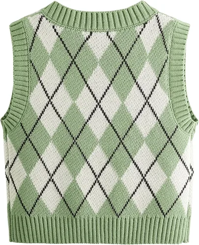Miniatura 2 de SweatyRocks Chaleco corto de punto con cuello en V para mujer