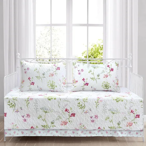Miniatura 10 de Cozy Line Home Fashions - Juego de ropa de cama, colcha reversible con dulce estampado floral durazno y rosa claro en 3D con parches reales 100 %