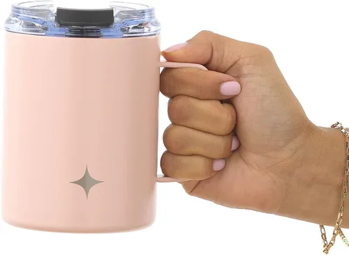 Miniatura 8 de JoyJolt Vaso de triple aislamiento con asa. Vaso de 12 onzas con tapa. Sellado al vacío, forrado de cobre, vasos de acero inoxidable de doble pared.