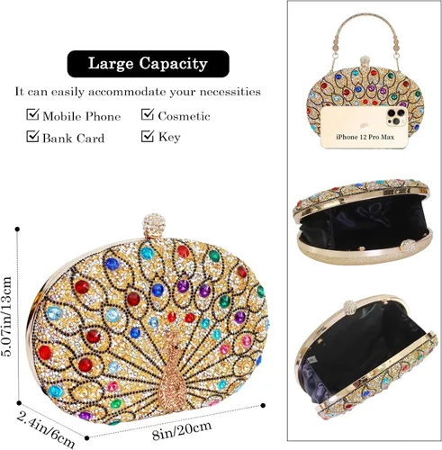 Miniatura 4 de Bolsos de mano de noche con diamantes de imitación para mujer, bolso cruzado y bolso de hombro para fiesta de noche de boda