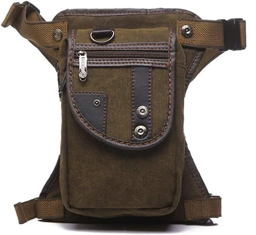 Miniatura 20 de Canvas Drop Leg Bag Outdoor Waist Pack for Men Women Tactical Military Motorcycle Bike Cycling Multi-Pocket Waist Fanny Pouch Travel Hiking Climbing