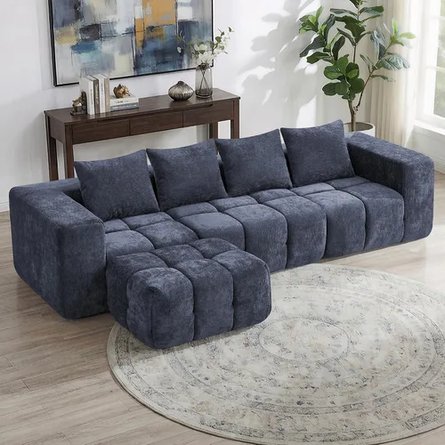 Miniatura 25 de Sofá biplaza modular sin huesos de 78.7 pulgadas, sofá de nube copetudo con asiento profundo, sofá de felpilla para sala de estar, sofá comprimido
