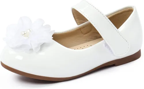 ADAMUMU Toddler Dress Shoes Flower Girl Shoes for Weeding Cute Toddler Mary Jane Shoes Lace Flore Ballet Flat for Walking, Jumping