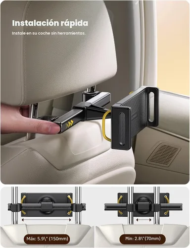Miniatura 4 de Lamicall Soporte para reposacabezas de tableta de automóvil, soporte para reposacabezas de asiento trasero de automóvil, soporte para tableta