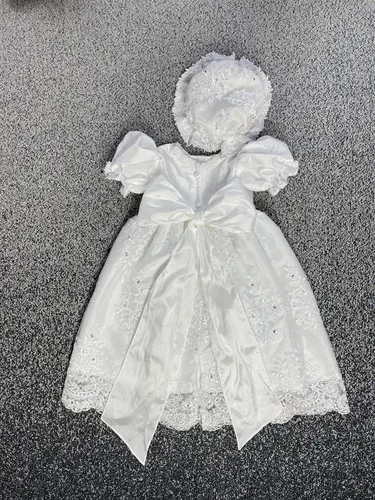 Miniatura 2 de FAIOKAVER Vestidos de bautismo de encaje, vestidos de bautizo para niñas con gorro