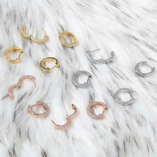 Miniatura 8 de Gacimy - Arracadas de mujer de oro de 14 quilates, aretes Huggie pequeños con broche para cartílago.