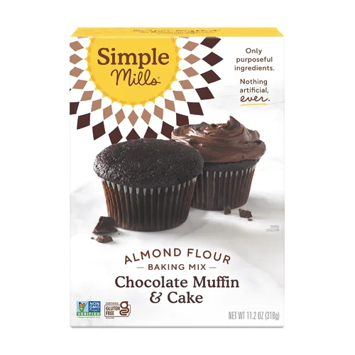 Simple Mills, Mezcla de harina de almendras para magdalenas y pasteles de chocolate, 11.2 onzas