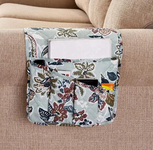 Miniatura 24 de Brilliant Sunshine - Organizador de apoyabrazos de sofá de terciopelo gris con 5 bolsillos, soporte antideslizante para sillón reclinable