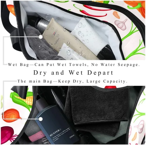 Miniatura 4 de AISSO Duffel Bag for Women Men Healthy Vegetables Sports Gym Tote Bag Weekend Overnight Travel Bag Outdoor Luggage Handbag