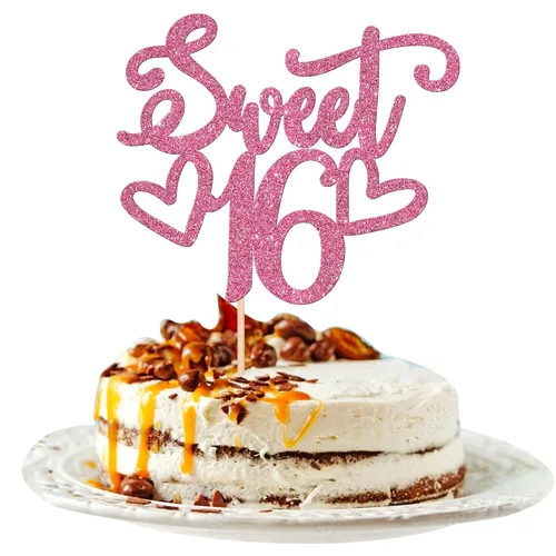 Miniatura 22 de 24 piezas de decoraciones para cupcakes de 16 cumpleaños con purpurina, ¡Hola 16! Dulces 16 desde 2008, púas para cupcakes de 16 años para celebrar