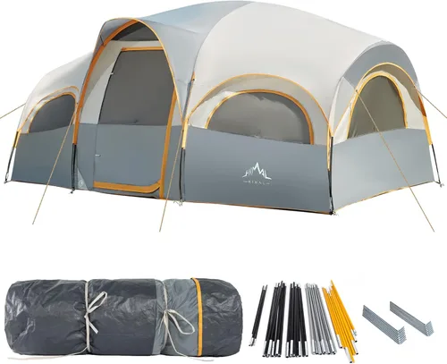 Miniatura 7 de GoHimal 8 Person Tent for Camping, Waterproof Windproof Family Tent with Rainfly, Divided Curtain Design for Privacy Space, Portable with Carry Bag
