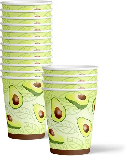 Miniatura 3 de Juego de suministros para fiesta de cumpleaños de aguacate, platos, servilletas, vasos, vajilla para 16