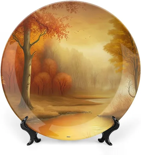 Miniatura 8 de Platos decorativos de otoño, otoño en el campo, placa de exhibición de pintura para el hogar, pared, oficina, cocina, decoración de mesa, platos
