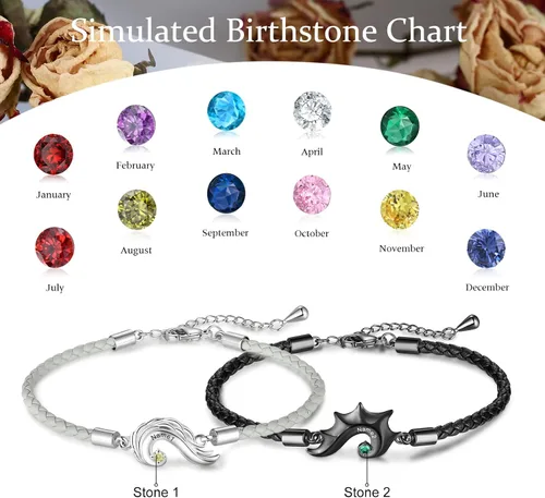 Miniatura 2 de Pulseras para parejas para él y ella pulseras personalizadas a juego para parejas novio y novia cumpleaños aniversario Navidad dulce relación
