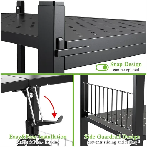Miniatura 7 de Estantes plegables de almacenamiento, estantes plegables de metal con ruedas, estantes y estantes de almacenamiento, estantes rodantes, estantes