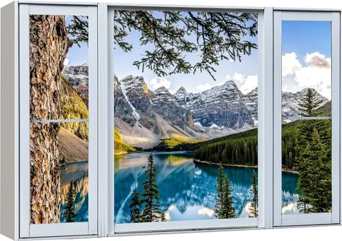 Miniatura 50 de Cuadro decorativo con diseño de ventana moderna blanca con vista, de la marca Wall26®