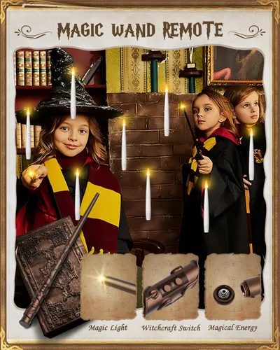 Miniatura 2 de Velas flotantes con varita, 10 unidades, velas mágicas colgantes de Navidad, velas cónicas sin llama con control remoto, luces flotantes, regalos