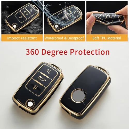 Miniatura 4 de Gematay Funda protectora para llavero VW Volkswagen con cordón para llavero, compatible con VW Jetta Golf Polo MK7 Passat Beetle Smart Key Case