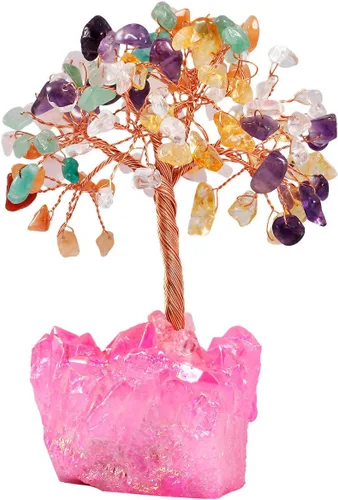 Miniatura 10 de Mookaitedecor - Árbol de cristal con base de cuarzo, bonsái para la riqueza y buena suerte