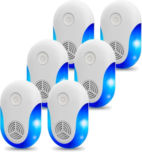 Repelente ultrasónico mejorado para interiores, 6 paquetes de trampas para ratones, enchufe para insectos, cucarachas, roedores, insectos, hormigas,