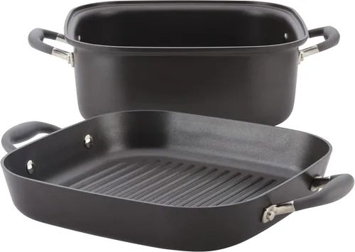 Miniatura 8 de Anolon Advanced - Sartén antiadherente anodizada dura, plancha y tostadora, 11 pulgadas, color gris