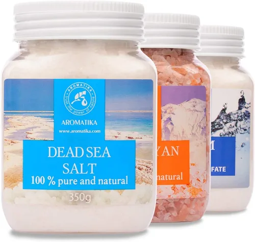 Juego de sales de baño de 42 onzas – Sal de Epsom – Sal rosa del Himalaya – Sal del Mar Muerto – 100% pura y natural – Lo mejor para un buen sueño –