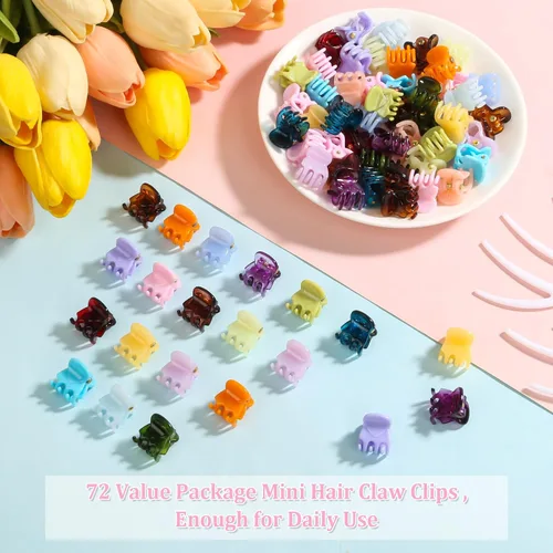 Miniatura 4 de Sublaga Pinzas para el cabello para mujeres y niñas, 72 pinzas para el cabello, patrón de flores, resina, duraderas, unisex, 0.7 x 0.7 x 0.6 in, 72