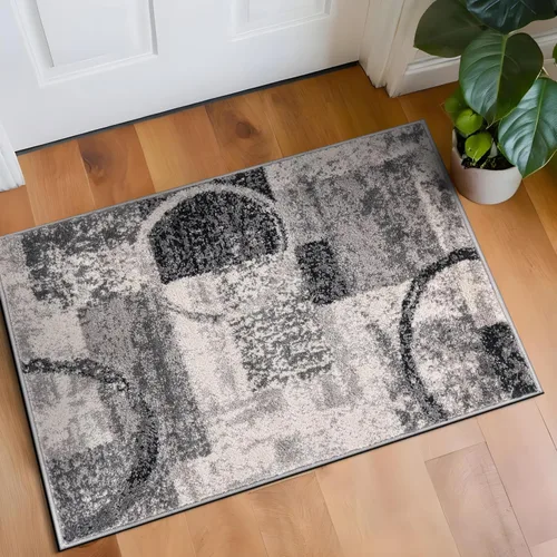 Miniatura 44 de Rugshop - Alfombra contemporánea con diseño abstracto de círculos, alfombra con respaldo de yute para entrada, cocina o habitación pequeña, marrón