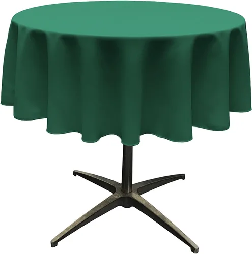 Miniatura 45 de LA Linen - Mantel redondo lavable de popelina de poliéster, resistente a manchas y arrugas, 51", mantel de tela para comedor, cocina, fiesta, Negro