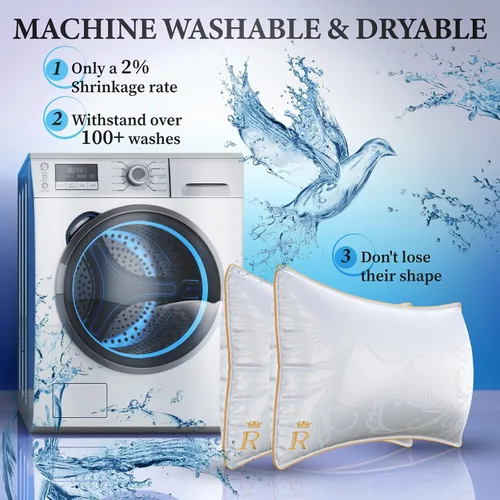 Miniatura 6 de Royal Therapy Juego de 2 almohadas de tamaño estándar (20 x 26 pulgadas), almohadas alternativas de plumón de ganso, almohada estándar ajustable