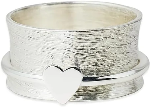 Anillo giratorio de corazón de plata de ley 925 para mujer, anillo giratorio de meditación hecho a mano, joyería de regalo