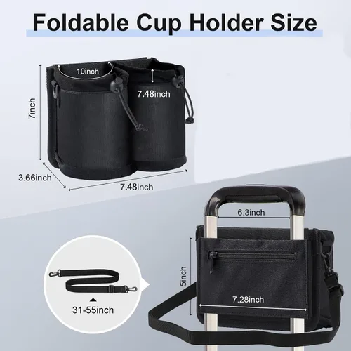 Miniatura 3 de Portavasos de equipaje Travel Essentials, negro, (Black With Shoulder Strap)