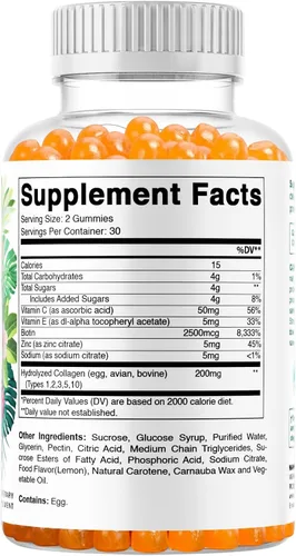 Miniatura 8 de Vitamatic Gomitas de colágeno hidrolizado con vitamina C, zinc y biotina, 200 mg - Apoyo para la piel saludable - 60 gomitas