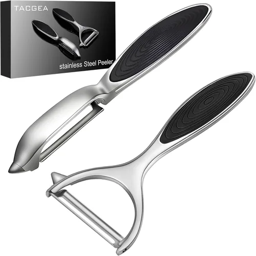 TACGEA Pelador de Verduras para Cocina, Peladores de Papas para Frutas con Hoja Recta, Mango Antideslizante Duradero, Juego de 2