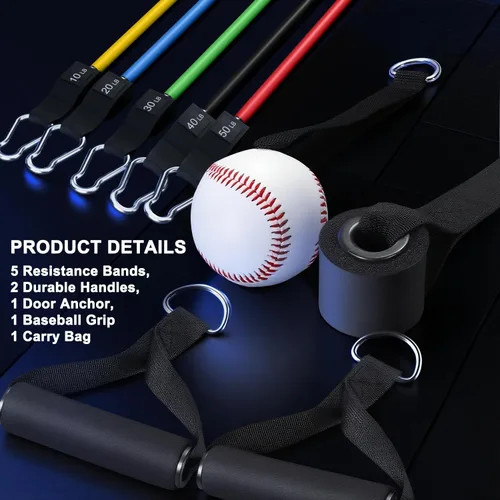 Miniatura 2 de WHATAFIT Bandas de resistencia, bandas de ejercicio, bandas de resistencia para entrenamiento, bandas de entrenamiento con asas para hombres