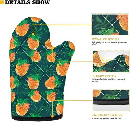 Miniatura 3 de UNICEU Juego de 4 manoplas de horno personalizadas y soportes para ollas, decoración de cocina, guantes protectores personalizados para hornear