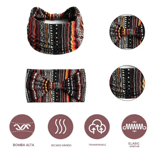 Miniatura 4 de Diademas bohemias para mujer, bandas anchas elásticas para el cabello, bandas para la cabeza anudadas, bandas para la cabeza turbante para yoga
