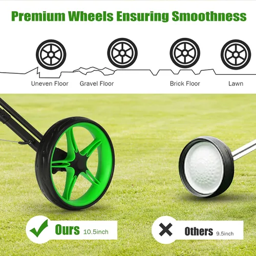 Miniatura 4 de GYMAX Carrito de golf plegable con rueda delantera giratoria, carrito de golf ajustable de 3 ruedas, carrito de golf compacto fácil de plegar