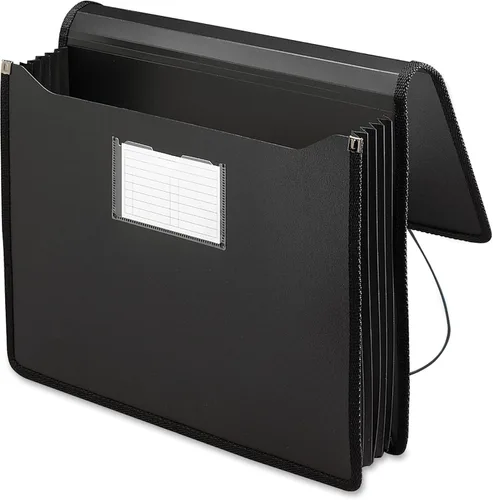 Smead Cartera de Polímero, Organizador de Archivos Acordeón para Carpetas de Archivos, Tamaño Carta, Negro, Expansión de 5-1/4 Pulgadas, Suministros