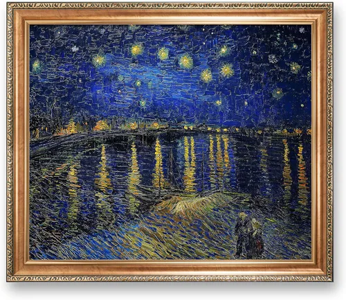 Miniatura 37 de A&T ARTWORK Noche estrellada sobre el Ródano de Vincent Van Gogh. Tamaño del marco: 36 x 30 pulgadas, tamaño de la imagen: 30 x 24 pulgadas