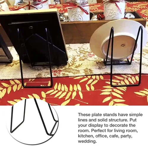 Miniatura 4 de Paquete de 7 soportes de placa grandes de 8 pulgadas para exhibición, soporte de metal negro para platos, soportes de marco de fotos para libros